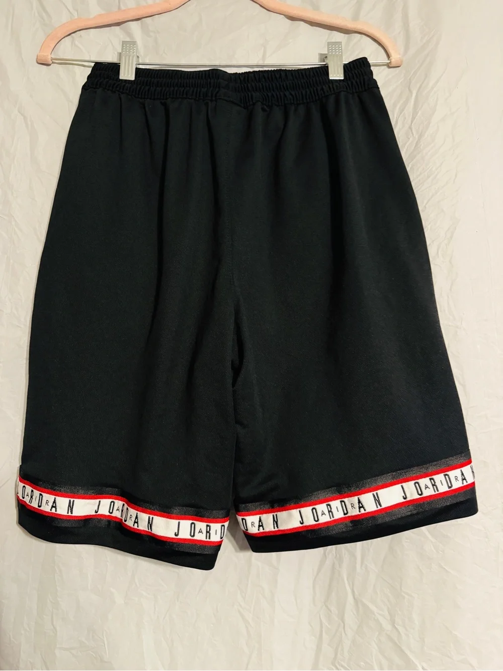 Jordan Dri-FIT Men’s Small Black Basketball Shorts Jumpman Logo Red White Tape